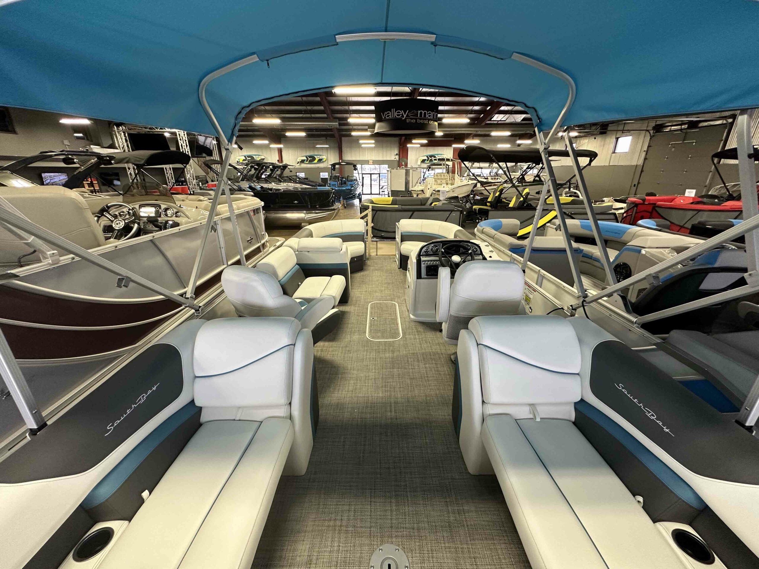 Another interior image of the 2023 South Bay 523 RS White and Blue.