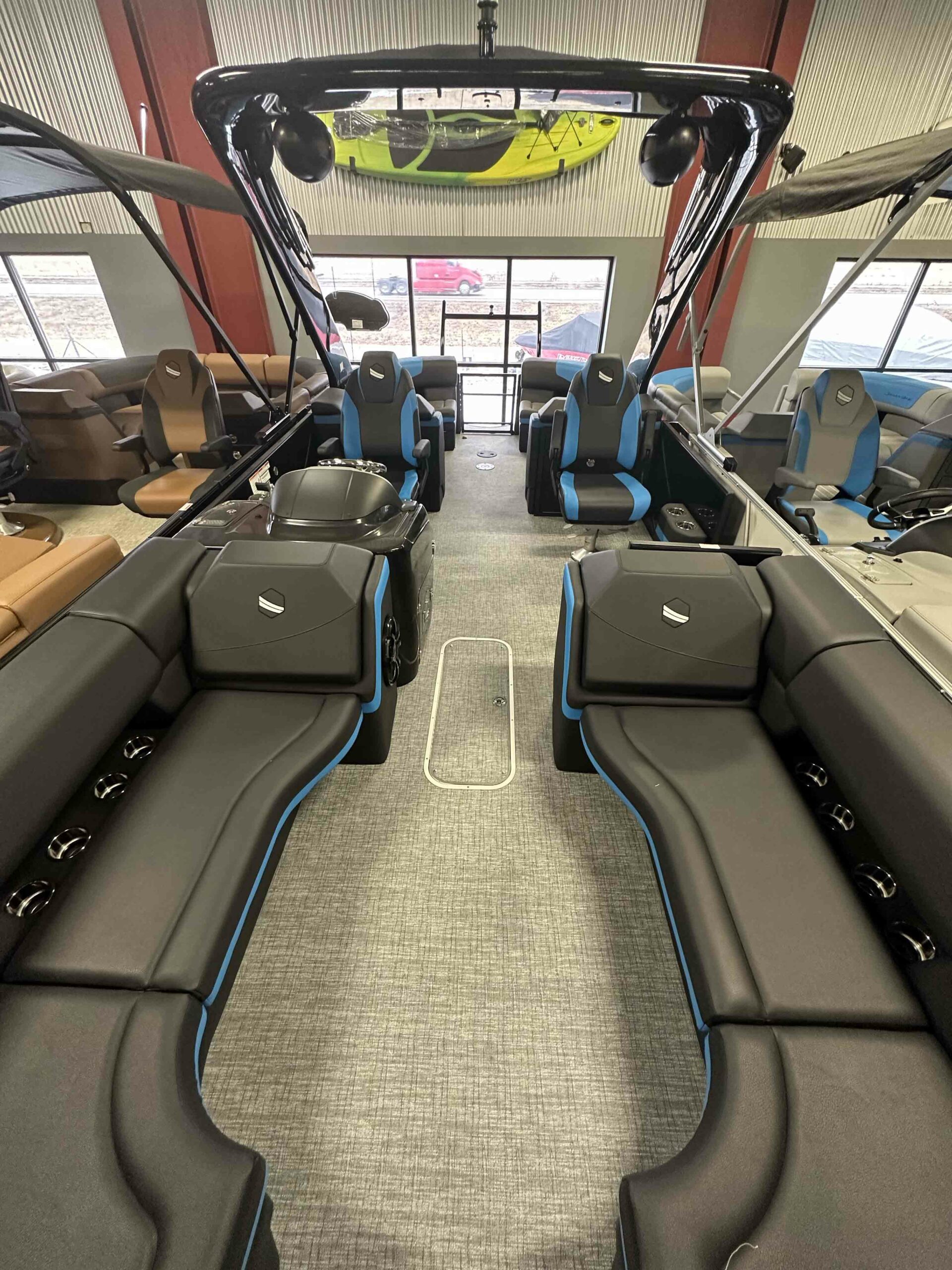 Interior of a 2023 South Bay 525 Arch Black and Blue