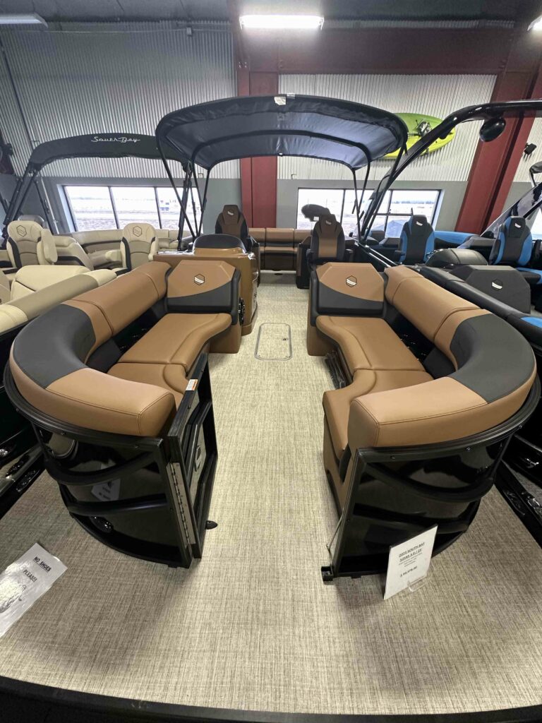 Interior of a 2023 South Bay 525 RS Black and Brown