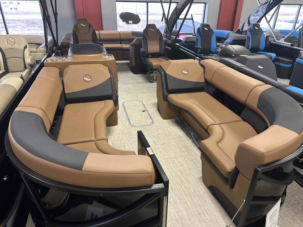 Interior of a 2023 South Bay 525 RS Black and Brown