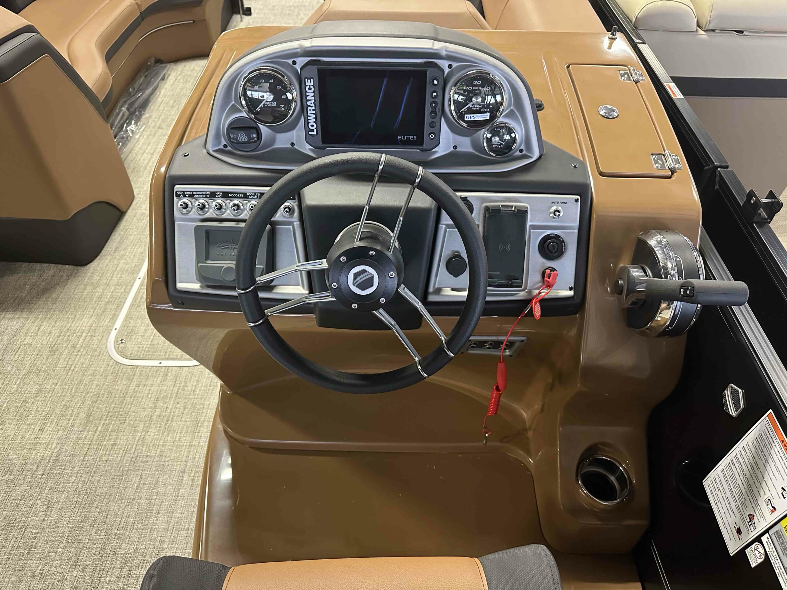 Dash of a 2023 South Bay 525 RS Black and Brown