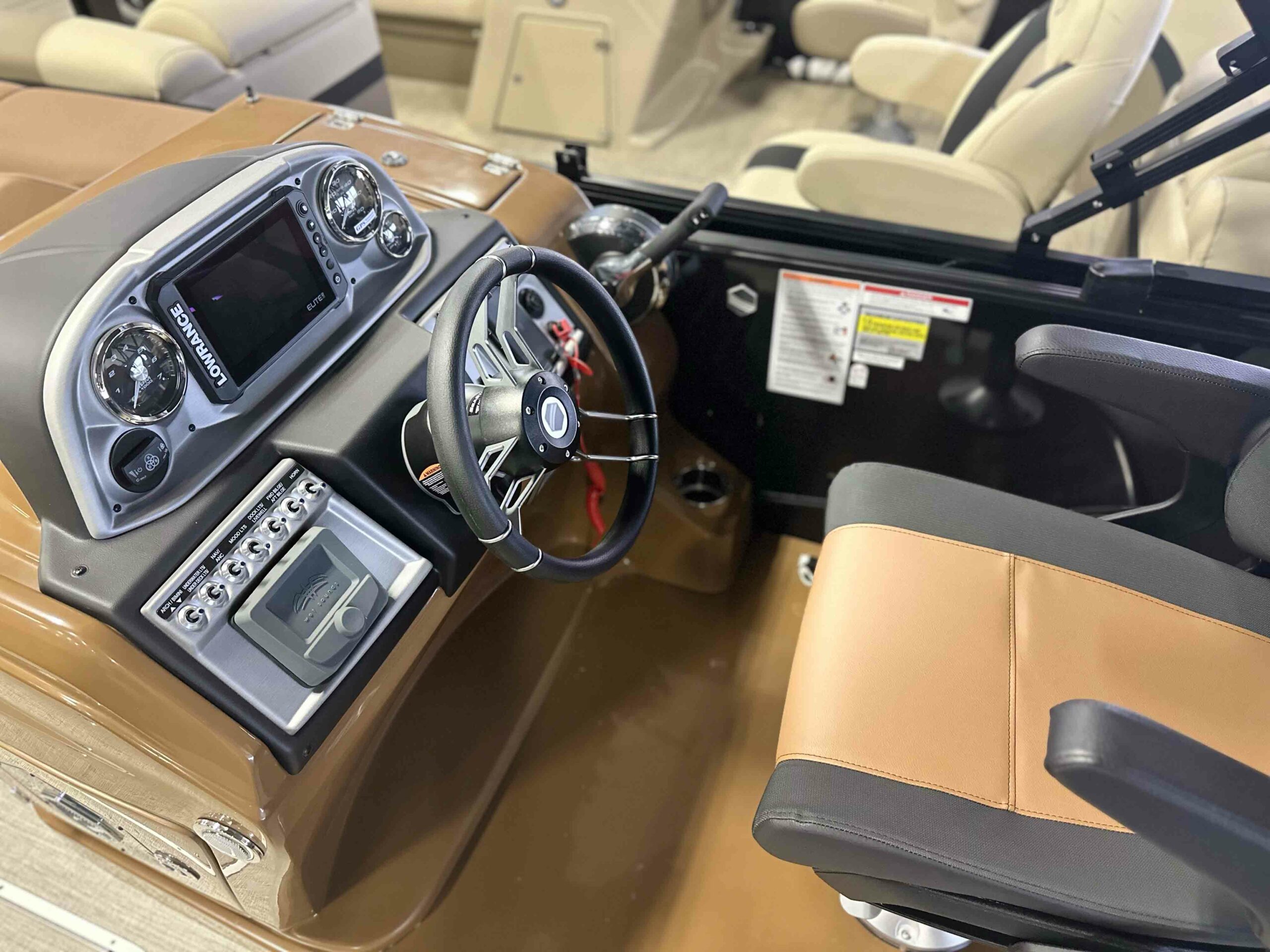 Dash of a 2023 South Bay 525 RS Black and Brown