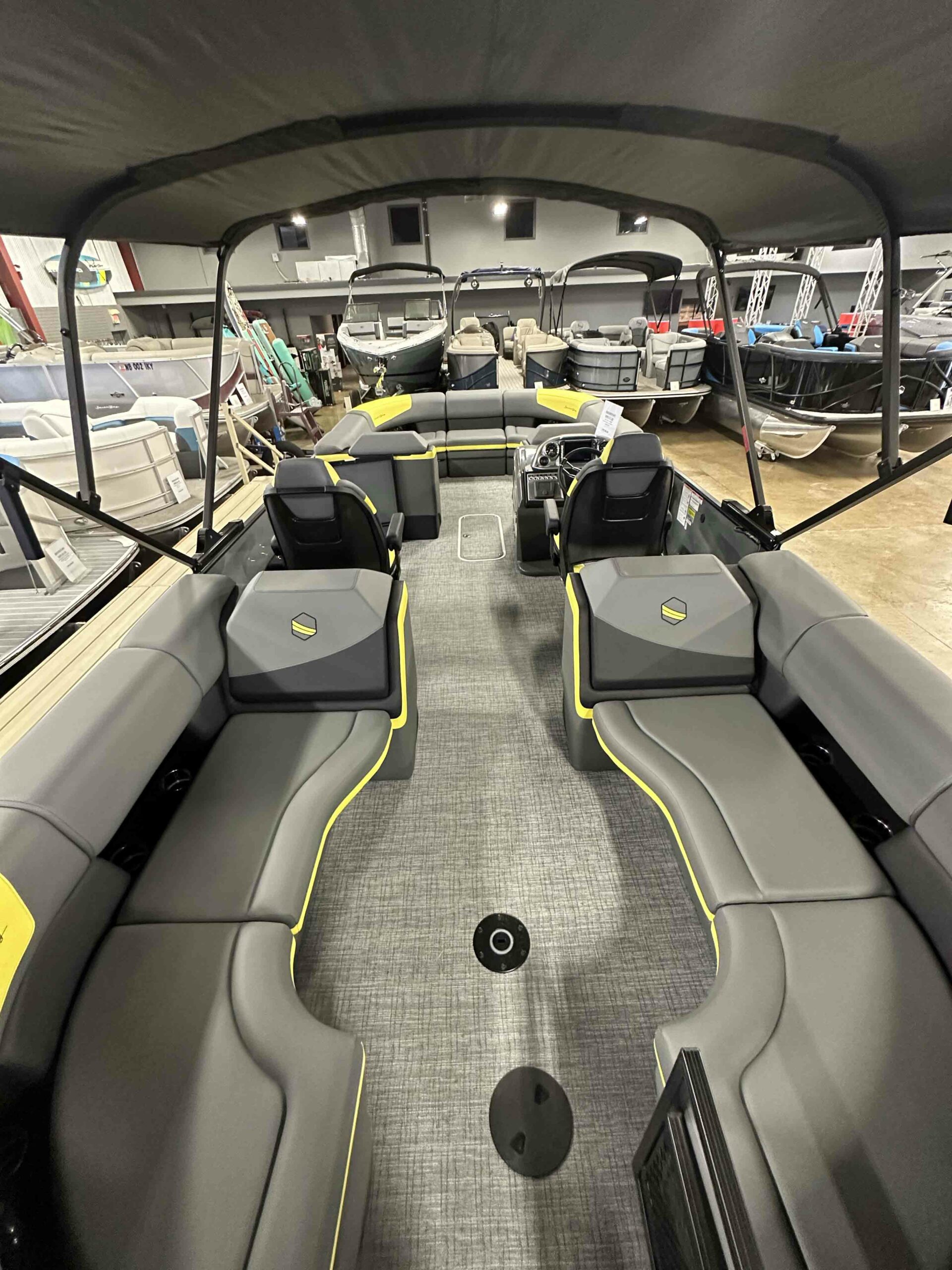 Interior of a 2023 South Bay 525 RS Slate Electric Yellow